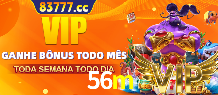 Banner promocional do 56m oferecendo 100% de recompensas adicionais contínuas para quem fizer o login diário (Daily sign-in), com um mascote de coelho.