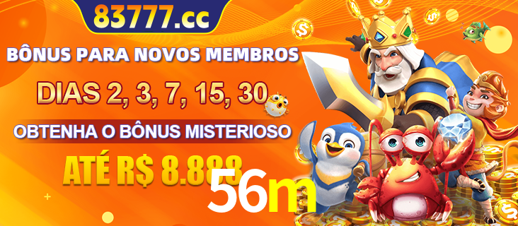 Anúncio dos benefícios para Membro VIP Sênior na plataforma 56m, incluindo bônus promocionais, semanais e mensais, ilustrado com o personagem Fortune Tiger.