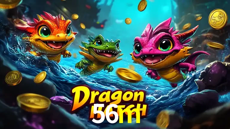 Arte promocional do jogo Dragon Hatch com três adoráveis dragões bebês nadando entre moedas de ouro, um dos slots mais divertidos para jogar no cassino 56m.