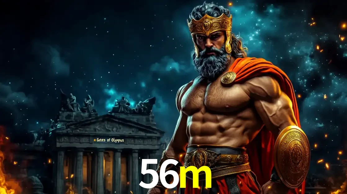 O poderoso Zeus do jogo de slot Gates of Olympus em frente ao seu templo, pronto para lançar multiplicadores divinos e prêmios épicos no cassino online 56m.