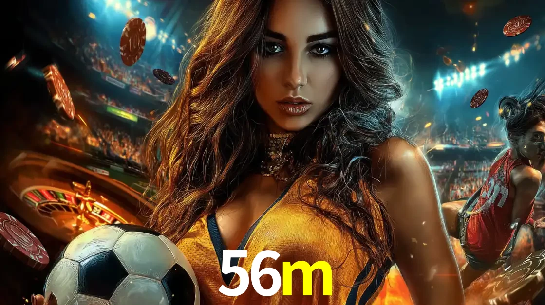 Mulher segurando uma bola de futebol em uma montagem que mistura a paixão esportiva com a emoção da roleta de cassino, tudo disponível na plataforma 56m.